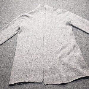 J Jill Sweater Womens Sz Med Gray Wool Cashmere Italian Yarn Open Front Cardigan